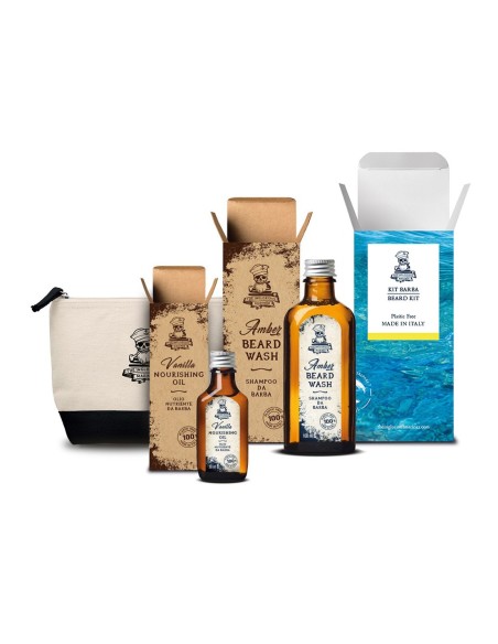 Rasier-Kit | Amber Bart Shampoo + Vanilla Pflegendes Bartöl+ KOSTENLOSE TASCHE